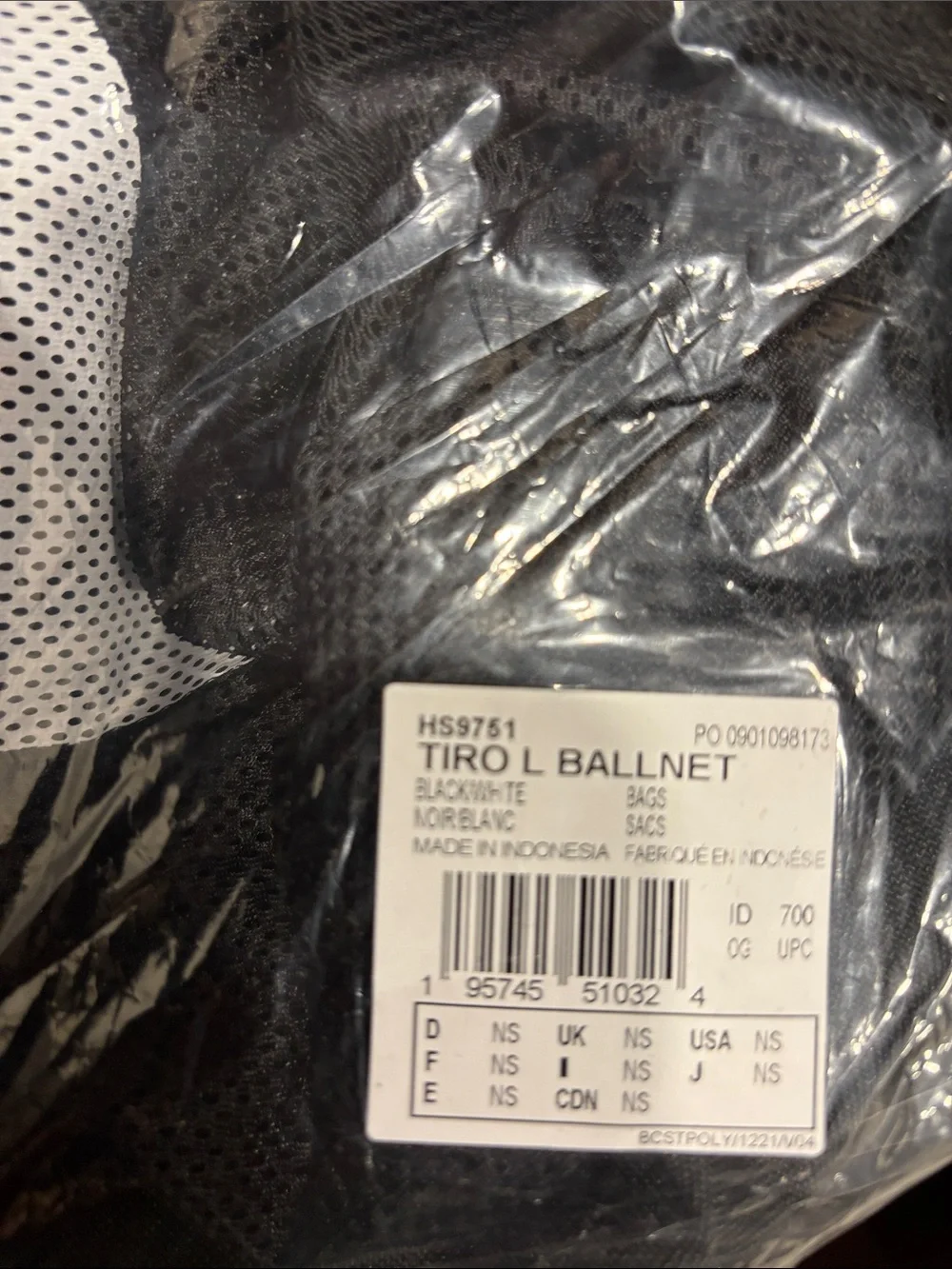 adidas Black Mesh Drawstring soccer ball bag